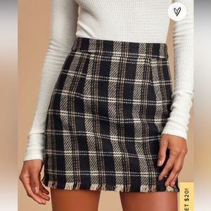 Lulus + Sage the Label French Duo Black Multi Plaid Mini Skirt